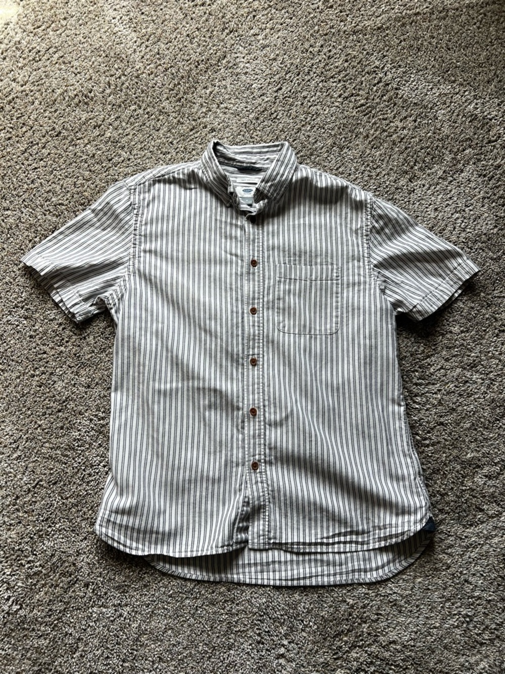 Old Navy Men’s Short-Sleeve Striped Button-Down Shirt - White & Gray